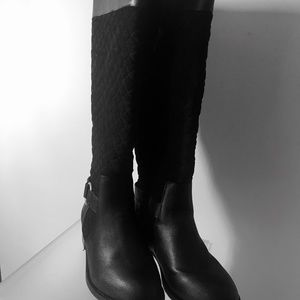 Quilted Suede/ Leather Riding Style Boots 9 W